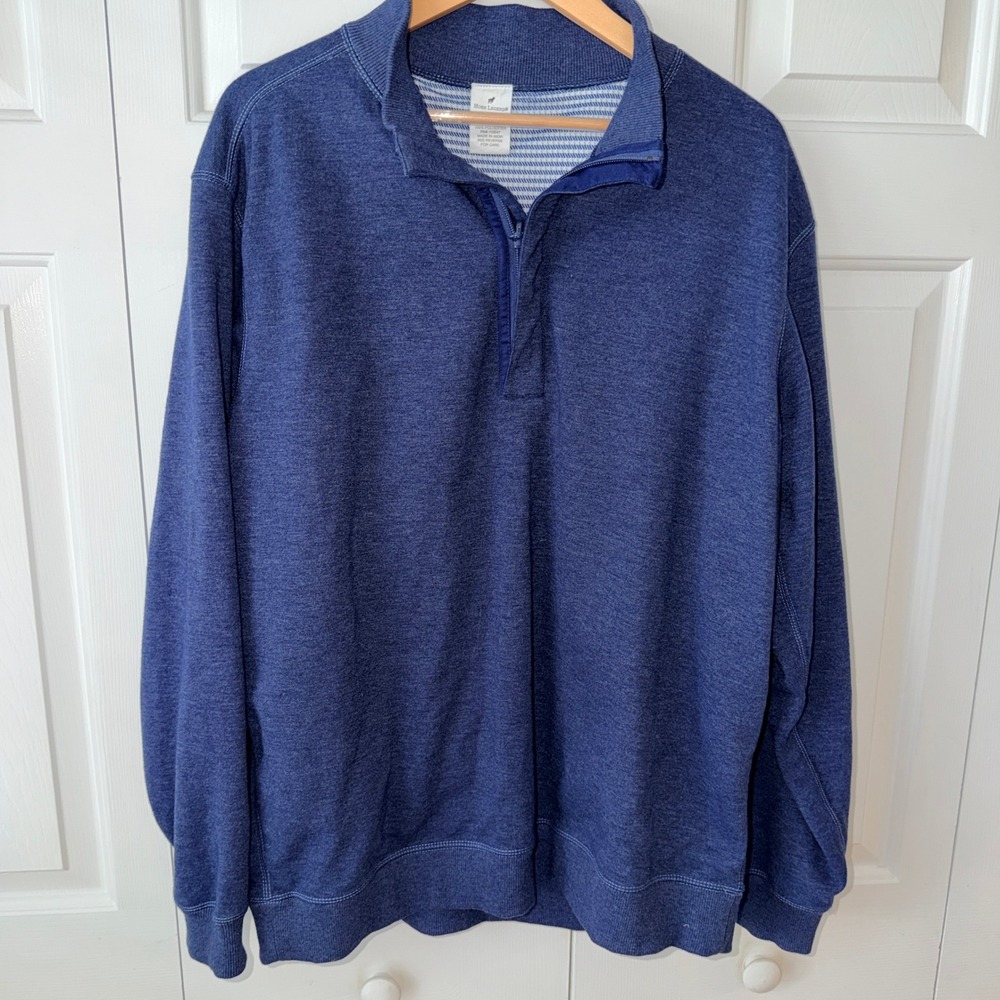 Horn Legend Mens Blue Heather Quarter Zip Pullover Lined Sweater Large